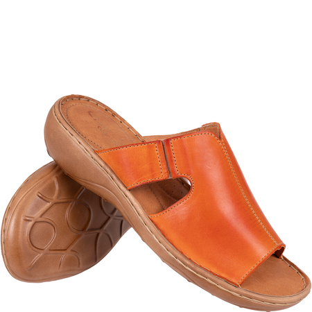 Skórzane klapki damskie marki Syrena SST 663 pomarańczowe