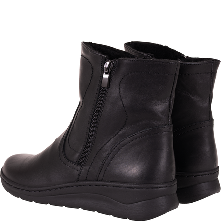 Botki damskie Syrena SH 788 czarne - skóra naturalna, ocieplane
