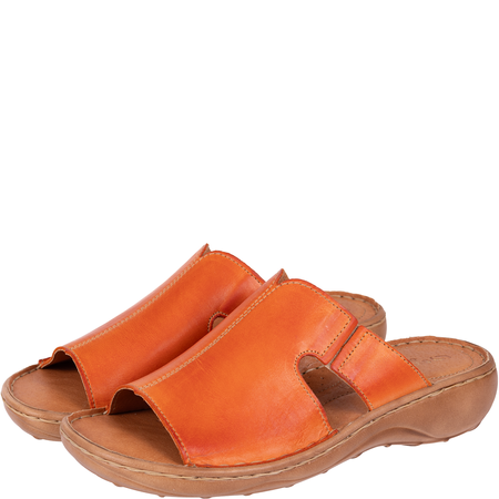 Skórzane klapki damskie marki Syrena SST 663 pomarańczowe