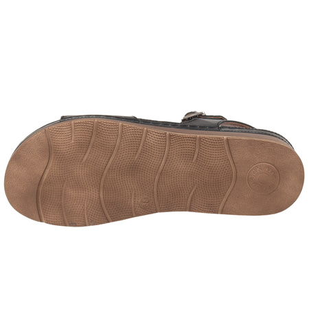 Czarne Komfortowe Sandały Damskie Skórzane Syrena SST 924