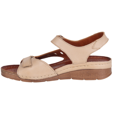 Sandały skórzane damskie Syrena SST 907 beżowe