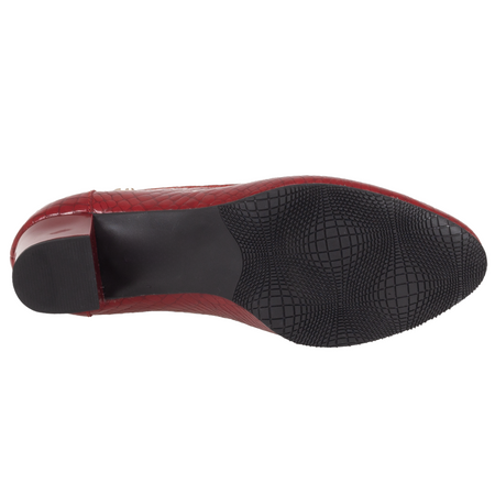 Czółenka na słupku - Syrena SE 7115B czerwone, skóra lakierowana