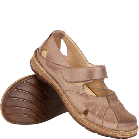 Przewiewne półbuty na rzepy Syrena SST 1705/A cappuccino