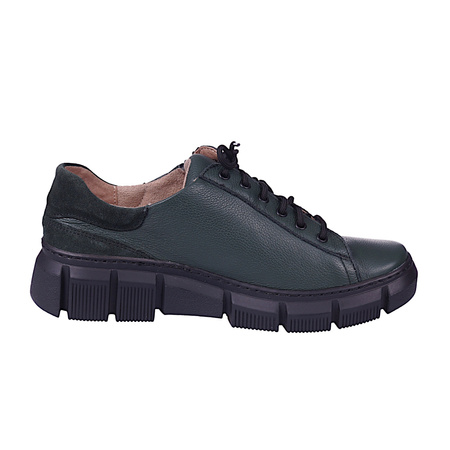 Półbuty skórzane damskie Wasak 0663 zielony + nubuk