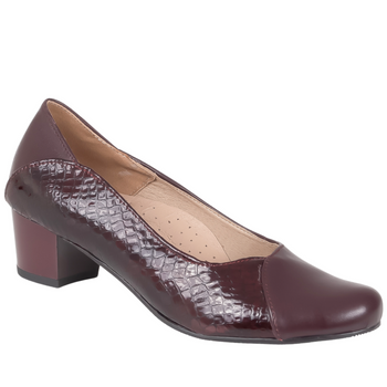 Czółenka damskie skórzane na słupku Syrena SE 7121 bordowe