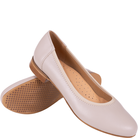 Beżowe skórzane baleriny Syrena SGO 2031 klasyczne