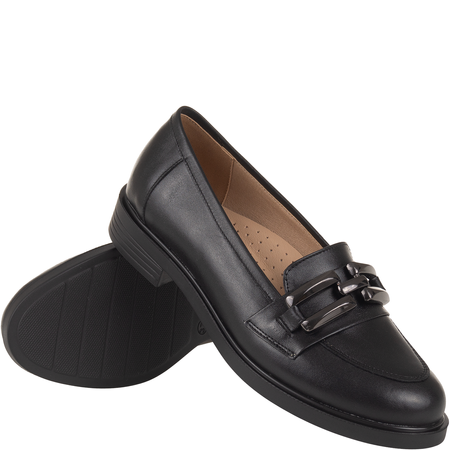 Skórzane mokasyny damskie Syrena SE 286 w kolorze czarnym