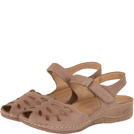 Sandały damskie skórzane marki Syrena SH 4011 beżowe