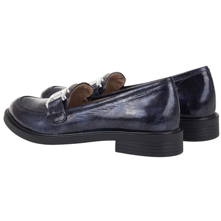 Półbuty damskie mokasyny skórzane Syrena SE 0055 granatowe