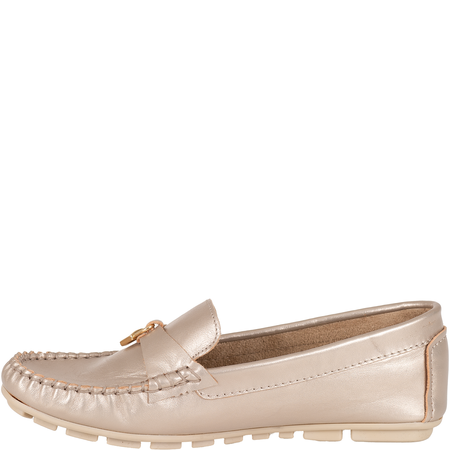 Syrena SLA 1099, skórzane mokasyny damskie, wsuwane, kolor szampan