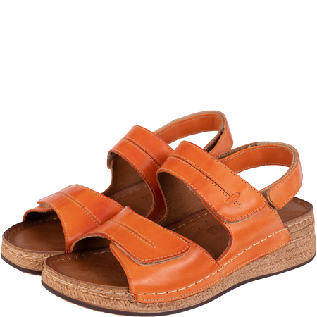 Sandały skórzane damskie marki Syrena SST 993 pomarańczowe