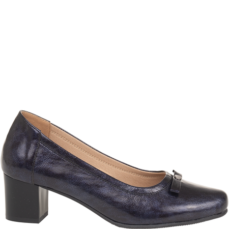 Czółenka na słupku Syrena SE P-293/A granatowe - skóra