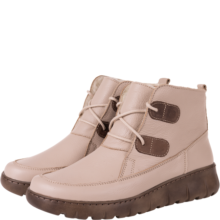 Botki damskie skórzane w kolorze jasnego beżu Syrena SH 795