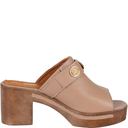 Klapki damskie na drewnianej podeszwie Syrena SLA 1080 nude