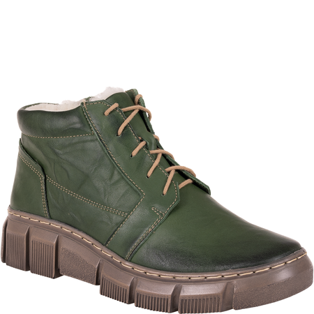Botki damskie Syrena SST 4093 zielone - skóra naturalna