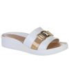 Klapki damskie skórzane Syrena SE 0714 w białym kolorze
