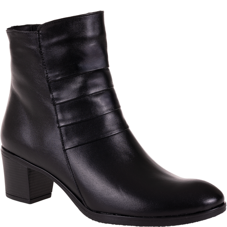 Czarne botki damskie skórzane na obcasie - Syrena SE 400