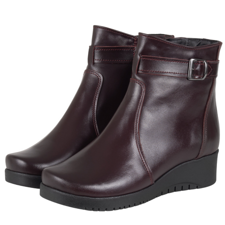 Klasyczne botki bordowe skórzane Syrena - model SE 015 B