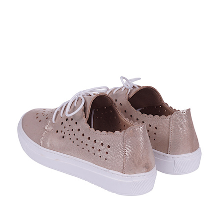 Półbuty ażurowe damskie skóra naturalna Syrena SE 0502 złote