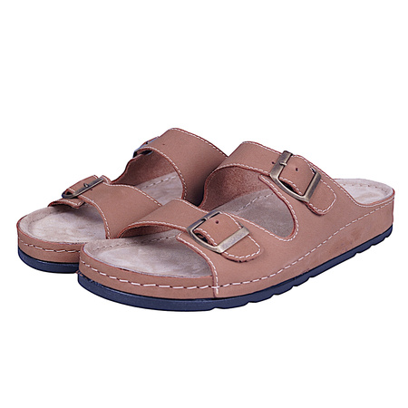 Wygodne klapki męskie skóra naturalna SYRENA SH 813 brąz