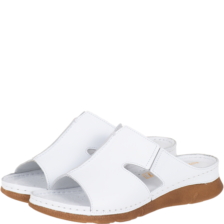 Klapki damskie Syrena SST 925 białe skóra naturalna