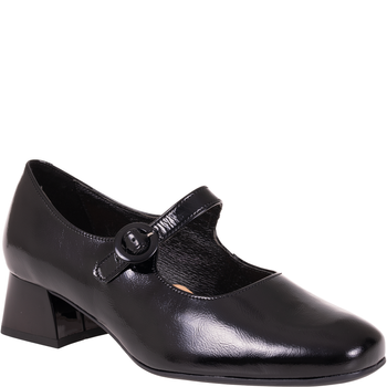 Czółenka skórzane Syrena SPU 1285 czarne lakierowane