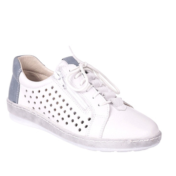 Półbuty damskie wiązane WASAK SW 0688 biały+jeans