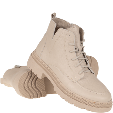 Botki damskie skórzane marki Syrena SR 1246 beżowe