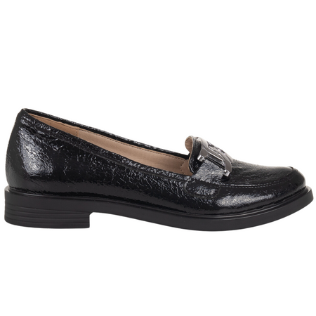 Półbuty damskie mokasyny skórzane Syrena SE 0055 czarny lakier
