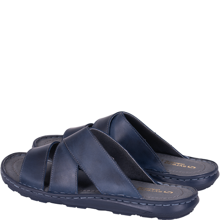Klapki męskie skórzane Syrena SI 375-872 granatowe