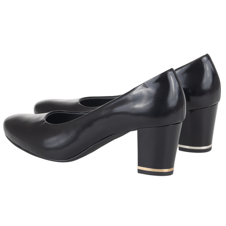 Czółenka na słupku Syrena SWB 175 czarne - skóra naturalna