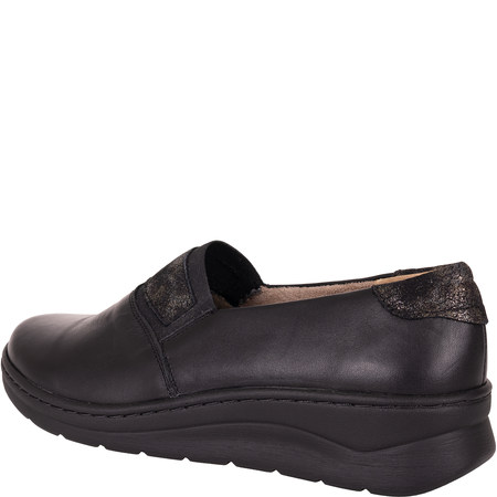 Czarne półbuty damskie skórzane Helios 455 komfort