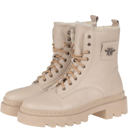 Botki damskie skórzane marki Syrena SR 1186 beżowe