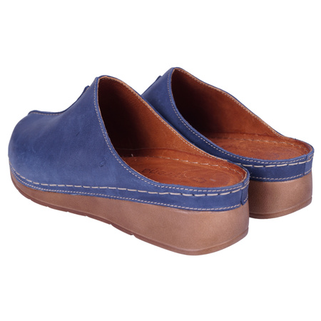 Klapki damskie skóra naturalna Syrena SST 922 niebieskie