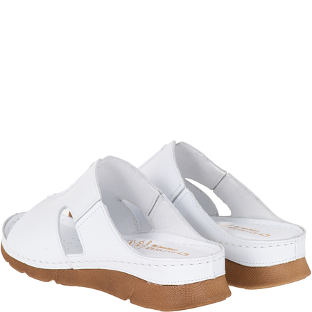 Klapki damskie Syrena SST 925 białe skóra naturalna