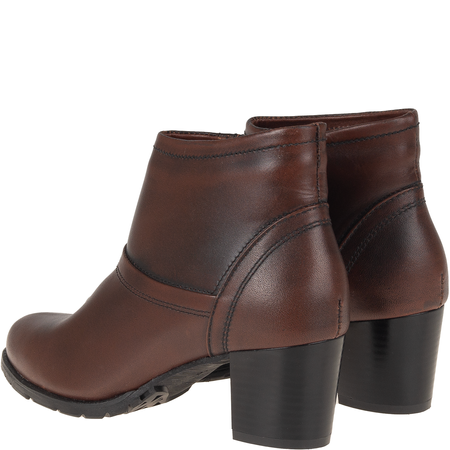 Botki damskie Syrena K-246 brązowe, skóra, komfort i styl