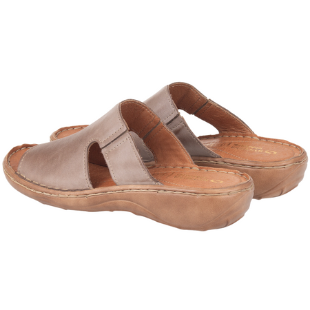 Skórzane klapki damskie marki Syrena SST 663 cappuccino