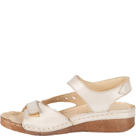 Sandały skórzane damskie Syrena SST 907 beżowo-złote