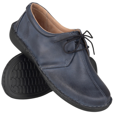 Klasyczne półbuty damskie skórzane Syrena SOT 070 granatowe