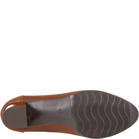 Czółenka na obcasie skórzane damskie - Syrena SE 7140 brąz