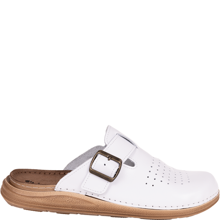 Białe klapki męskie Inblu VE0002KU skórzane sanitarne z klamrą