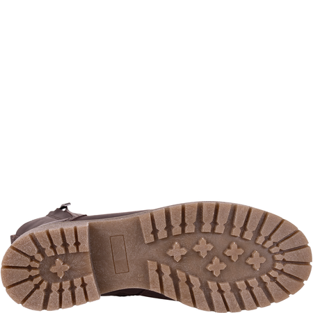 Botki damskie Syrena SST 4038 brązowe skórzane ocieplane misiem