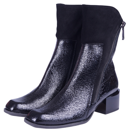 Botki damskie skórzane marki Syrena SK 222291 czarne