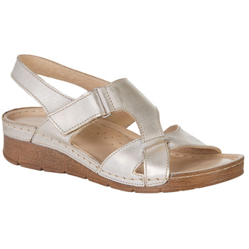 Sandały damskie skórzane SYRENA SST 908 beżowo-złoty