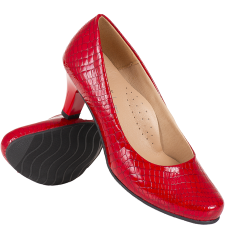 Czółenka damskie skóra naturalna Syrena SE 7115 czerwone