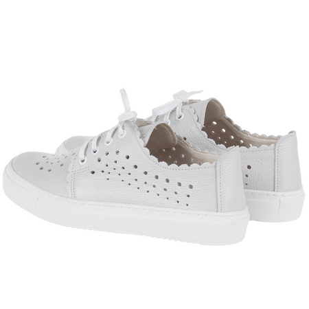 Półbuty ażurowe damskie skóra naturalna Syrena SE 0502 perła