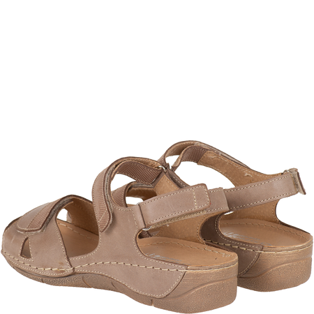 Skórzane sandały damskie na rzepy Syrena SH 106 beżowe