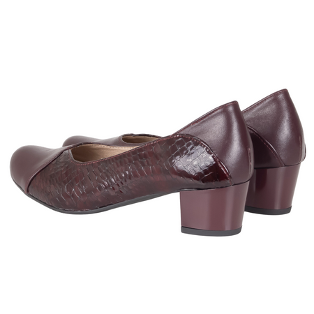 Czółenka damskie skórzane na słupku Syrena SE 7121 bordowe