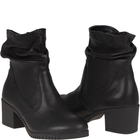 Czarne botki na obcasie Syrena SWB 4106 - skóra naturalna