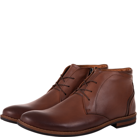 Męskie zimowe trzewiki Syrena SI 097-863 brązowe skóra ocieplane